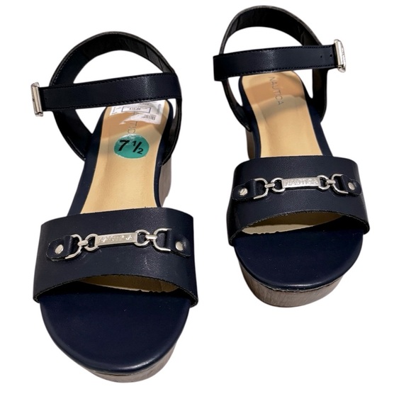NAUTICA - NWT - SIZE 7.5 - THE DANVERS 7 STYLE - NAVY PLATFORM SANDALS - S6 - Picture 1 of 14
